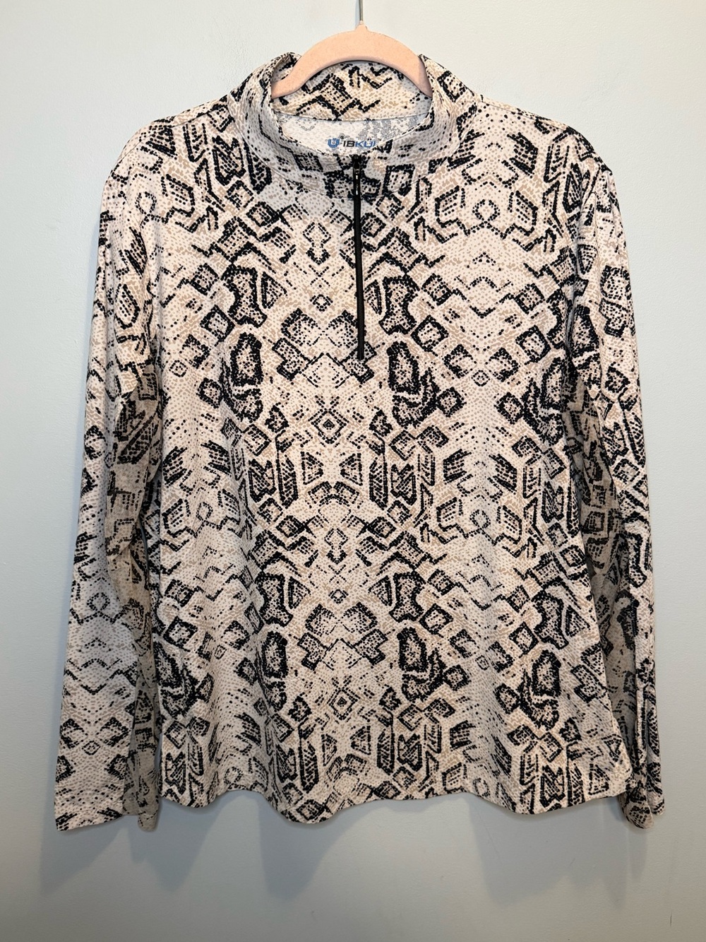 IBKUL Iggy Black White Snakeskin Quarter Zip Pullover Sun Shirt Top XXL Athletic